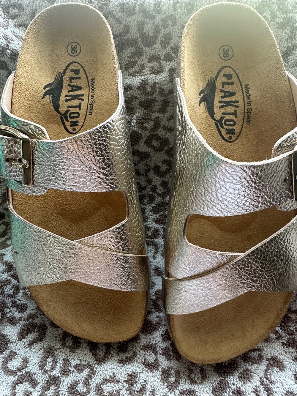 Plakton Women's Metallic Silver Slide Sandals